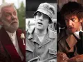 Trzy ujęcia Donalda Sutherlanda w filmach: w bogatym szlafroku, w wojskowym mundurze i w płaszczu z groźnym spojrzeniem.