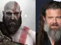 Kratos, bóg wojny, obok aktora przypominającego go wyglądem.