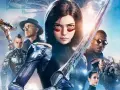 Alita Battle Angel: Alita z mieczem, otoczona przez innych bohaterów, w tym Hugo, Chiren i Ido.