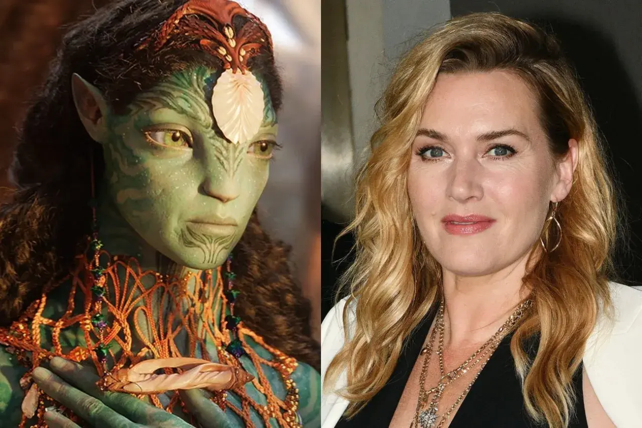 Obok siebie Na'vi z filmu Avatar i Kate Winslet, która wciela się w Ronal. To część obsady Avatar.