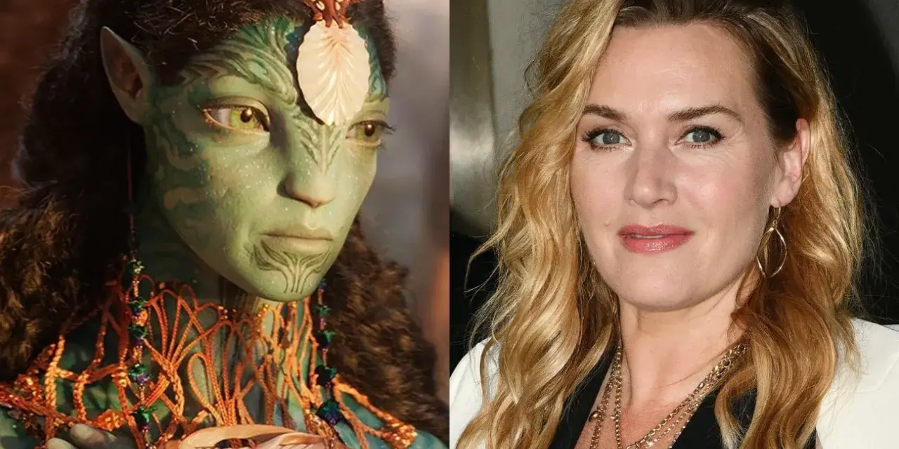 Obok siebie Na'vi z filmu Avatar i Kate Winslet, która wciela się w Ronal. To część obsady Avatar.