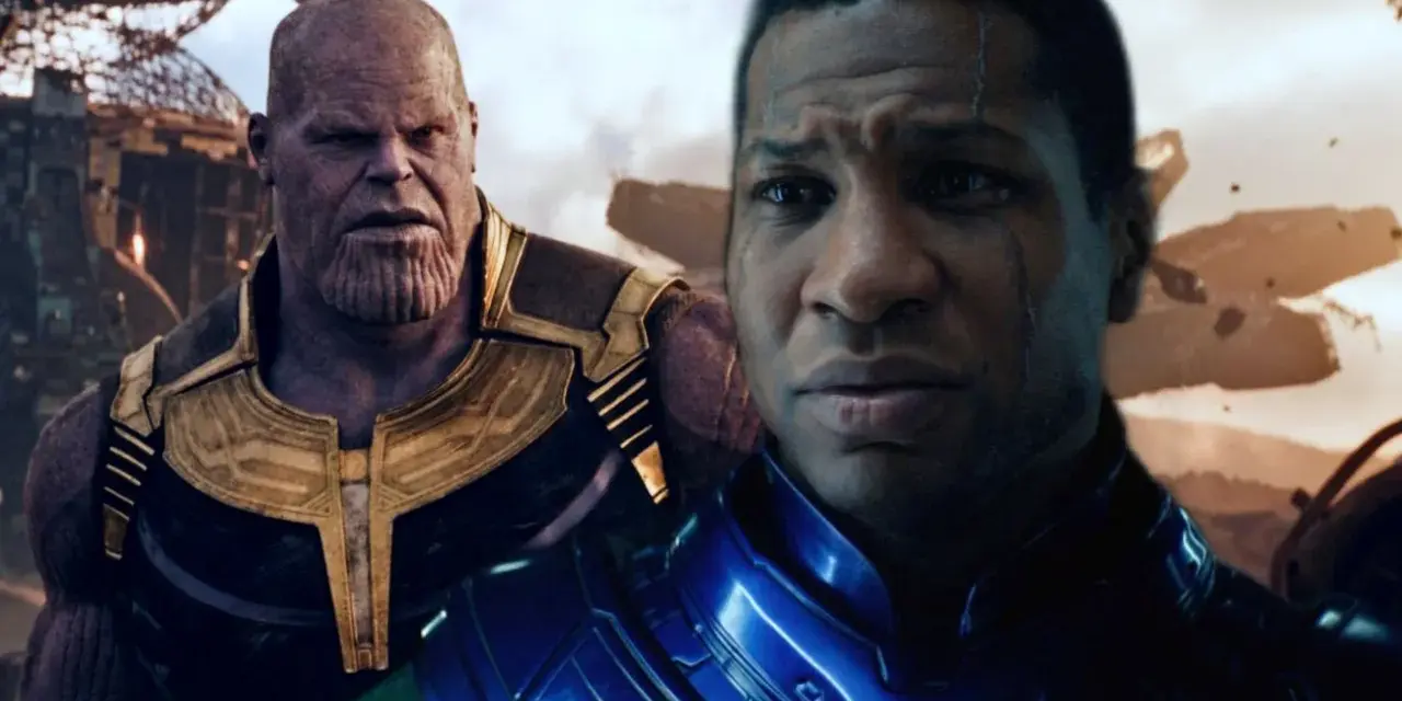 Thanos i Kang, dwaj potężni złoczyńcy, stoją obok siebie, gotowi na podbój wszechświata.