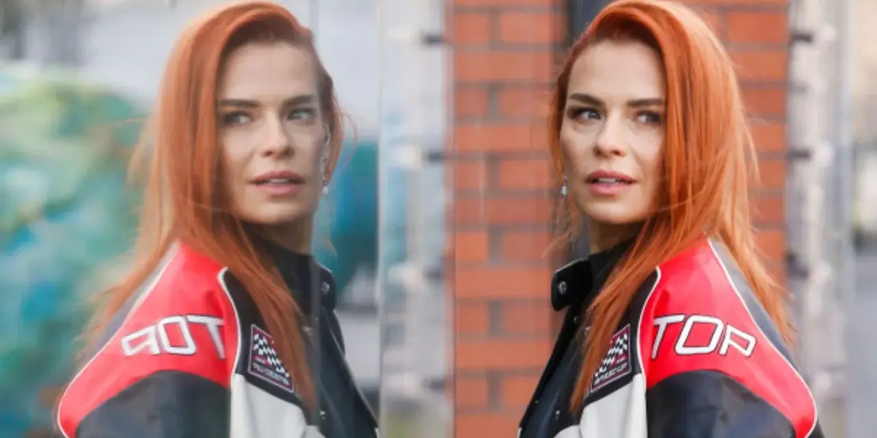 Natasza Urbańska w kurtce z napisem "TOP". Jej wiek to tajemnica, ale styl mówi wszystko.