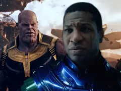 Thanos i Kang, dwaj potężni złoczyńcy, stoją obok siebie, gotowi na podbój wszechświata.