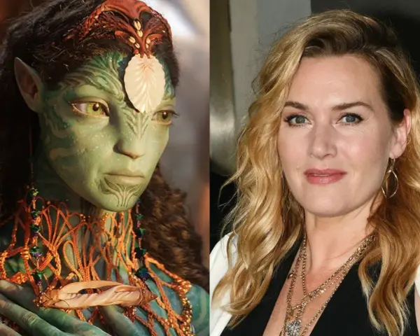 Obok siebie Na'vi z filmu Avatar i Kate Winslet, która wciela się w Ronal. To część obsady Avatar.