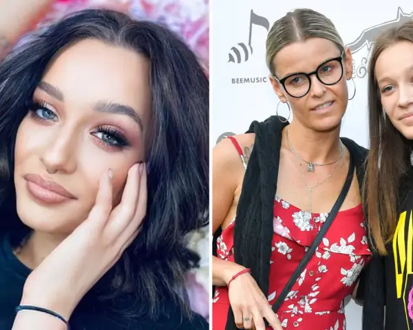 Fabienne Marta Wiśniewska, artystka z tatuażami, obok niej jej mama i siostra.