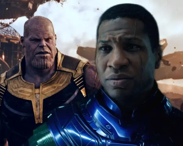 Thanos i Kang, dwaj potężni złoczyńcy, stoją obok siebie, gotowi na podbój wszechświata.