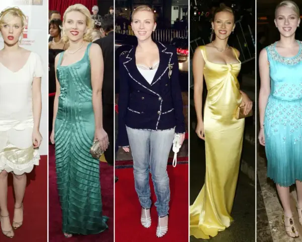Scarlett Johansson w różnych kreacjach na czerwonym dywanie. Jej wzrost to 160 cm.