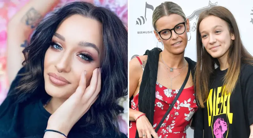 Fabienne Marta Wiśniewska, artystka z tatuażami, obok niej jej mama i siostra.