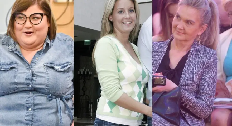 Trzy kobiety w różnych stylizacjach. Jedna w jeansowej koszuli, druga w sweterku w romby, trzecia w marynarce. Ciekawi nas, ile ważą gwiazdy.