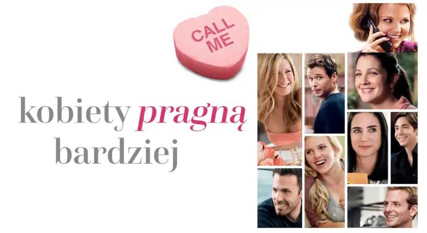 Kobiety pragną bardziej, gdy widzą uśmiechnięte twarze znanych aktorów. Różowe serce z napisem "Call Me" sugeruje romantyczne nadzieje.