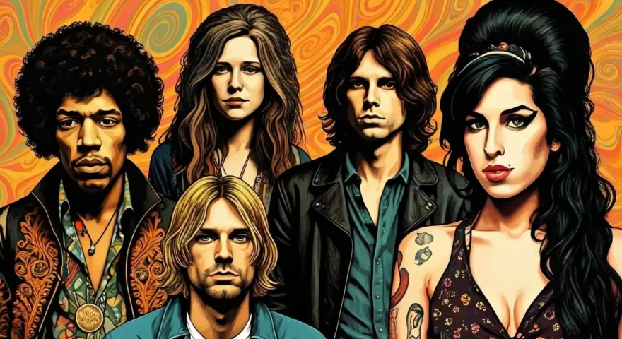 Ikony muzyki, które zmarły w wieku 27 lat, tworzą legendarny klub 27. Jimi Hendrix, Janis Joplin, Jim Morrison, Kurt Cobain i Amy Winehouse.