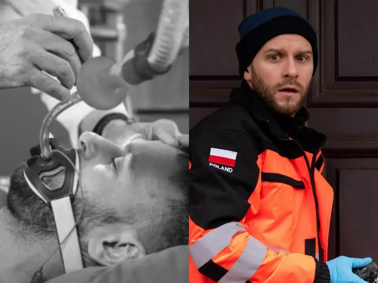 Kuba na sygnale, ratownik medyczny z Polski, w akcji. Po lewej pacjent podłączony do respiratora.
