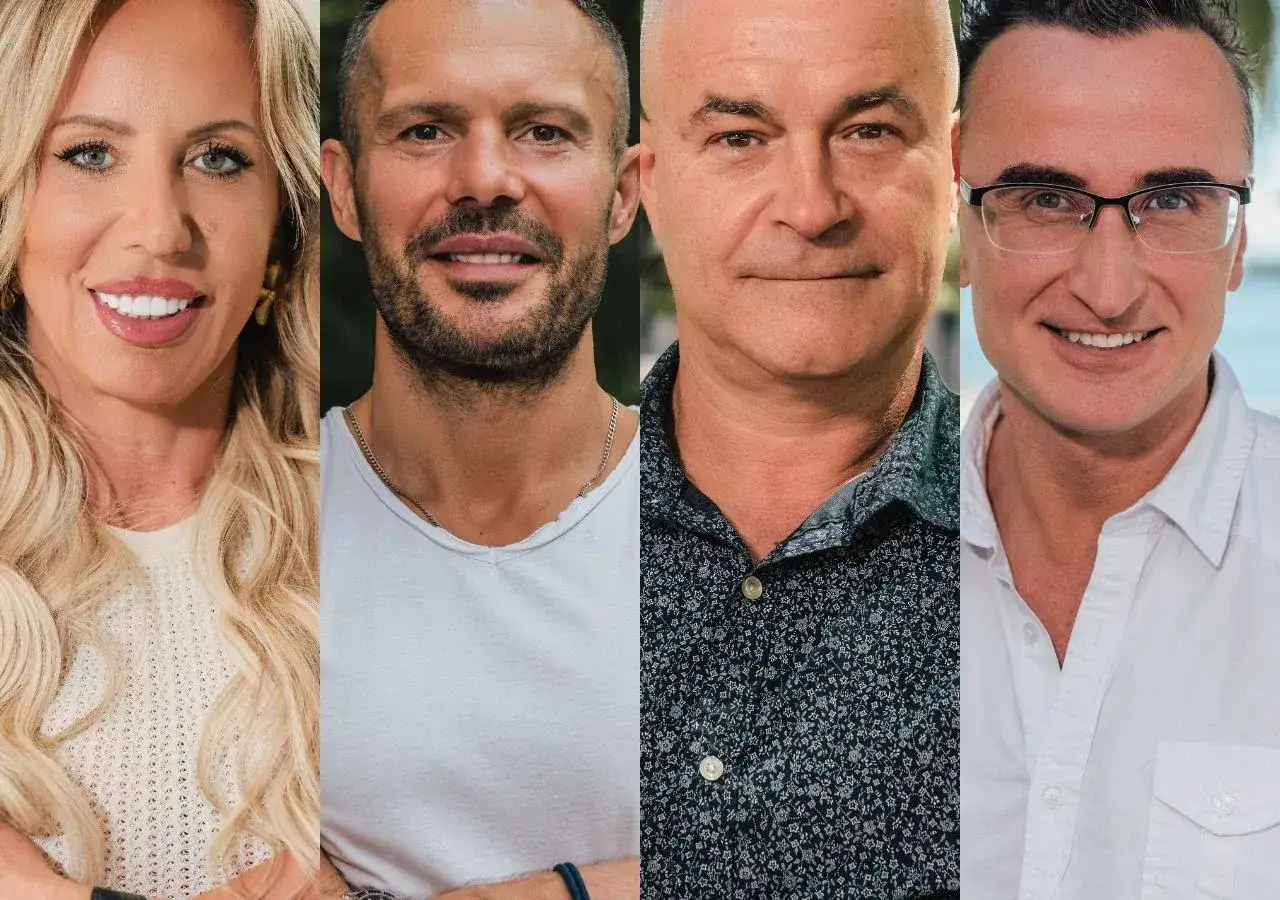 Cztery twarze, w tym blondynka i trzej mężczyźni, przygotowują się do finału 