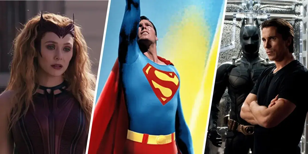 Scarlet Witch, Superman i Batman – ikony świata superhero, gotowi do akcji.